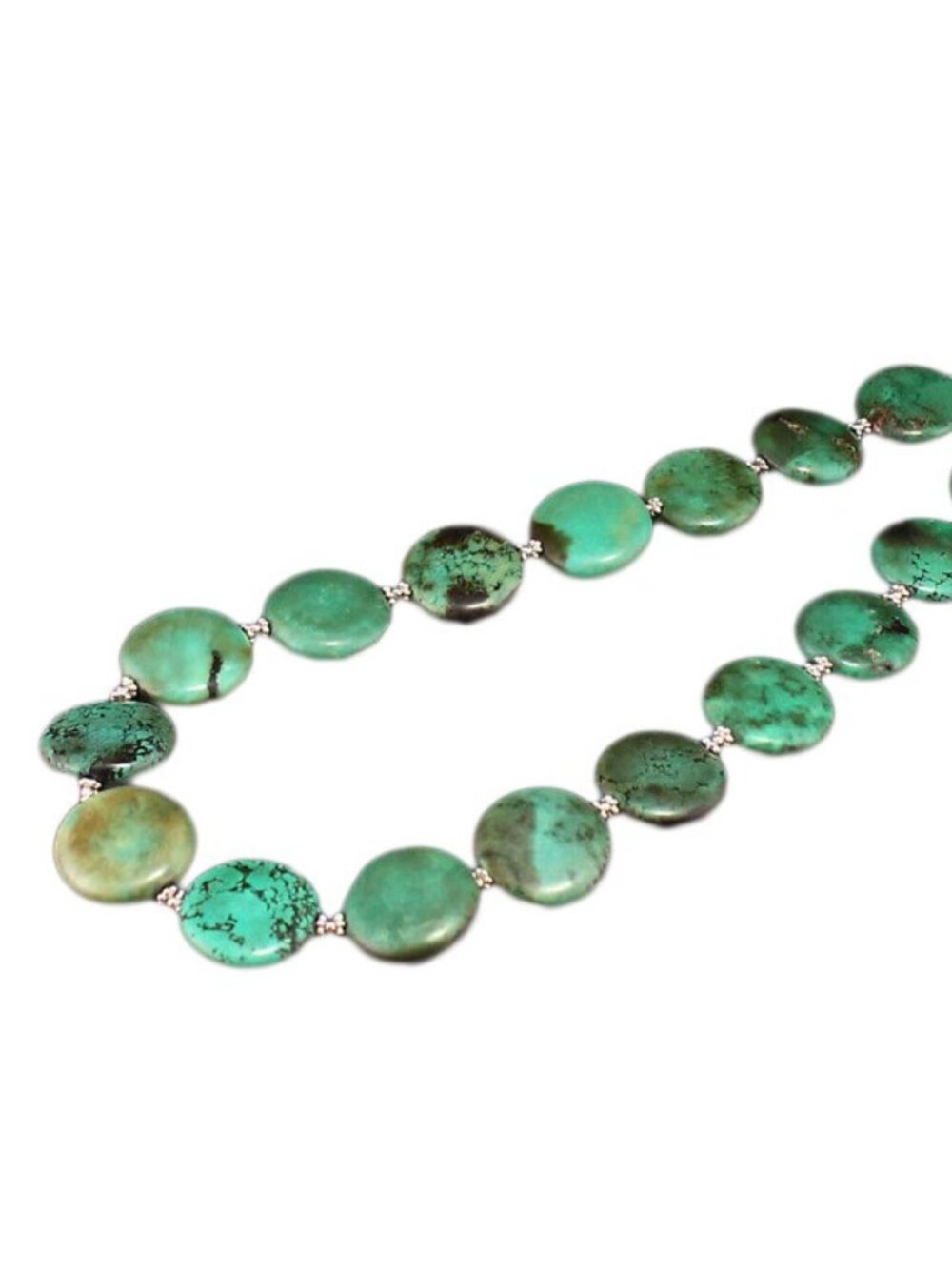 Native American Kingman Mine Turquoise & Silver Necklace 80g 21mm Coin 450+30mm